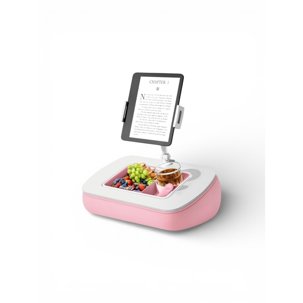Lap Beanbag Tablet Pillow Stand with Snack Bowl and‎ 360° Rotating Arm,